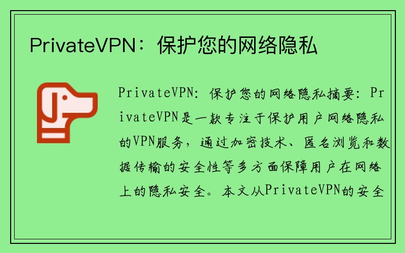 PrivateVPN：保护您的网络隐私